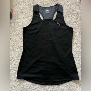 Puma Womens Black Gray Performance Tank Top Athletic